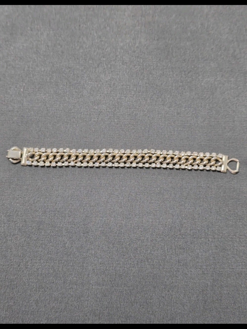 Estate Gold/Silver-Tone Pave Chain Fashion Bracelet Item 494